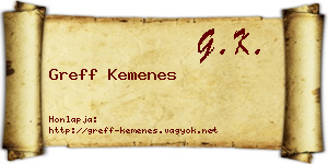Greff Kemenes névjegykártya